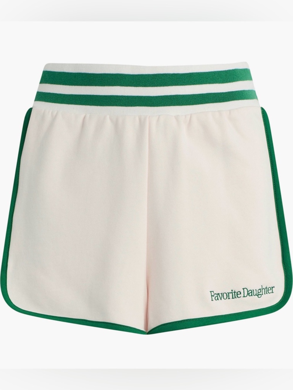Favorite Daughter Cream Shorts with Green Trim